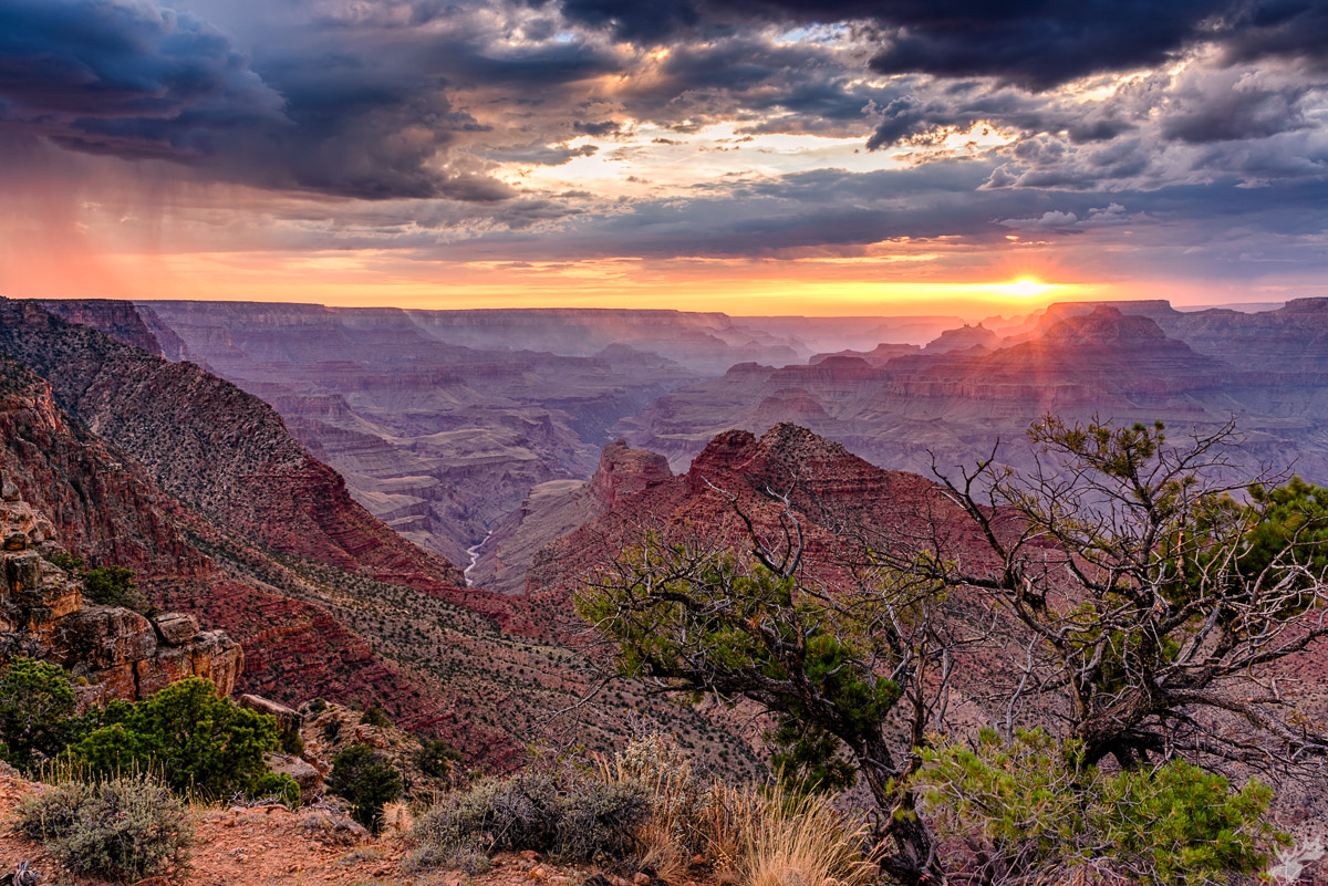 american west, sunset, rain, grand canyon, summer, canyon